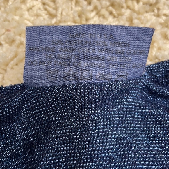 Michael Stars for Anthropologie Blue Metallic Pleated Top Long Sleeve Tee Sz OS - Picture 10 of 11